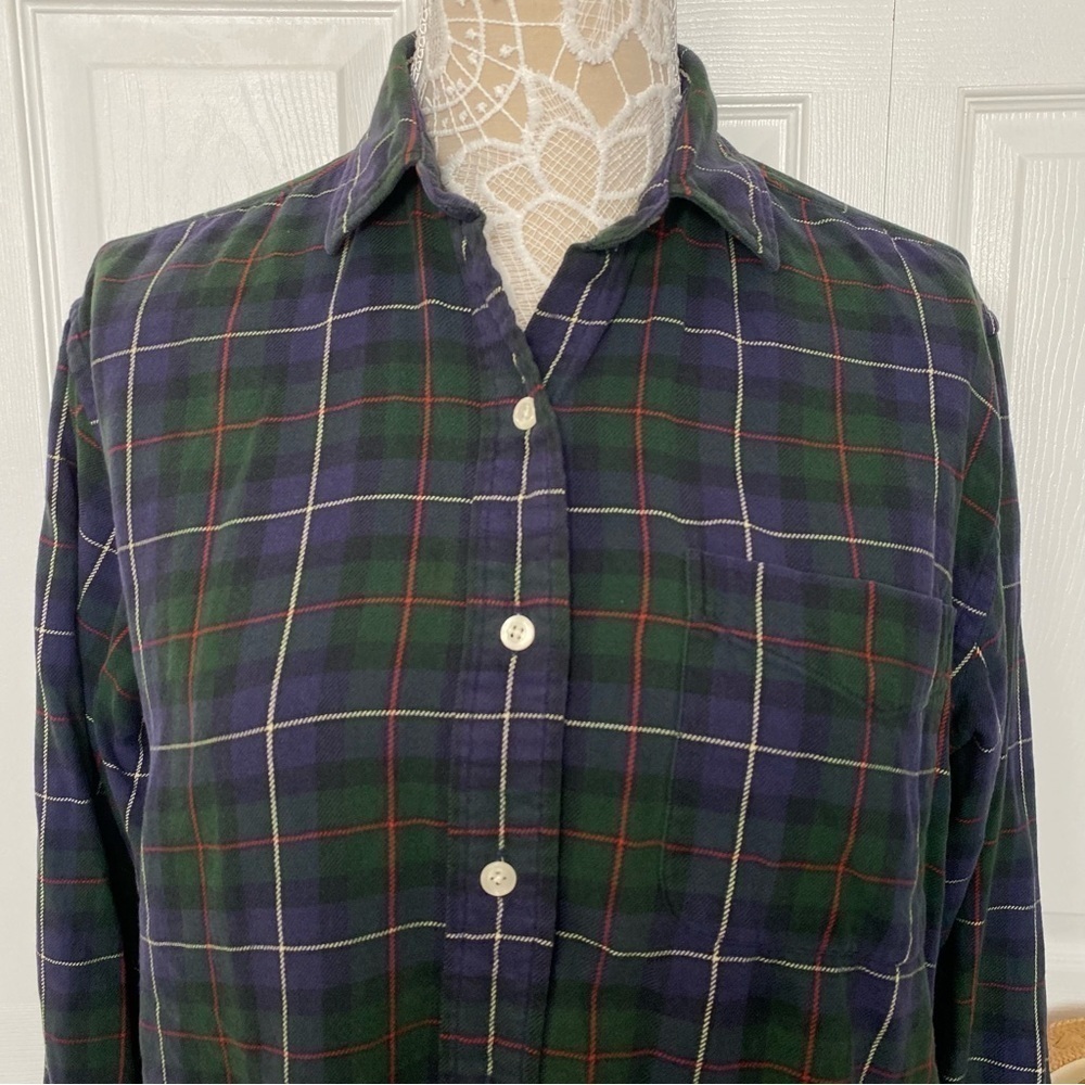 Brooks Brothers flannel button down shirt plaid green purple red size Small - Picture 3 of 12